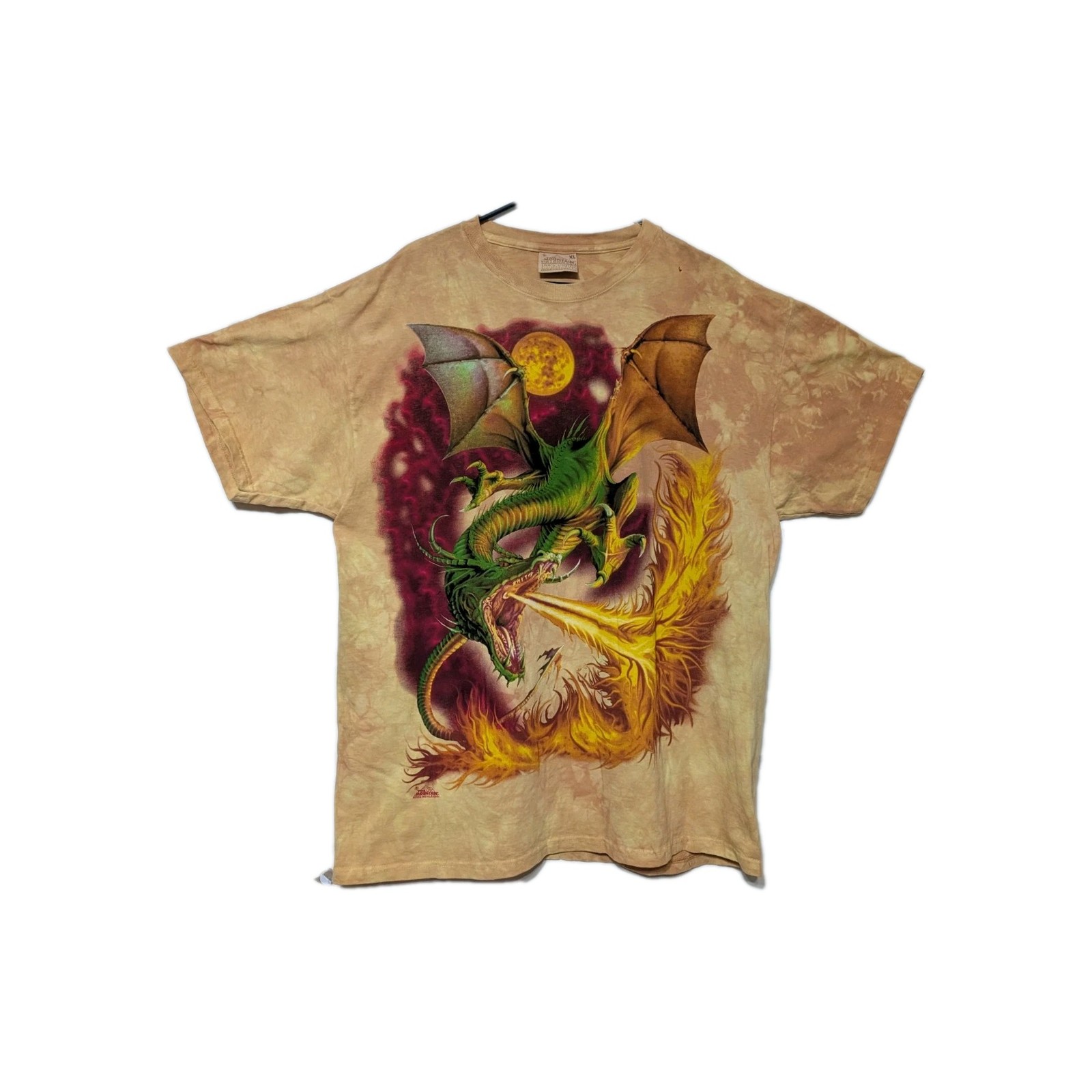 The Mountain Mens T-shirt Vintage 2002 Yellow "Green Dragon" Flawed XL #6741 gallery