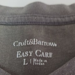 Croft & Barrow Men’s Gray Solid Knit V-Neck Short Sleeve Easy Care T-Shirt L
