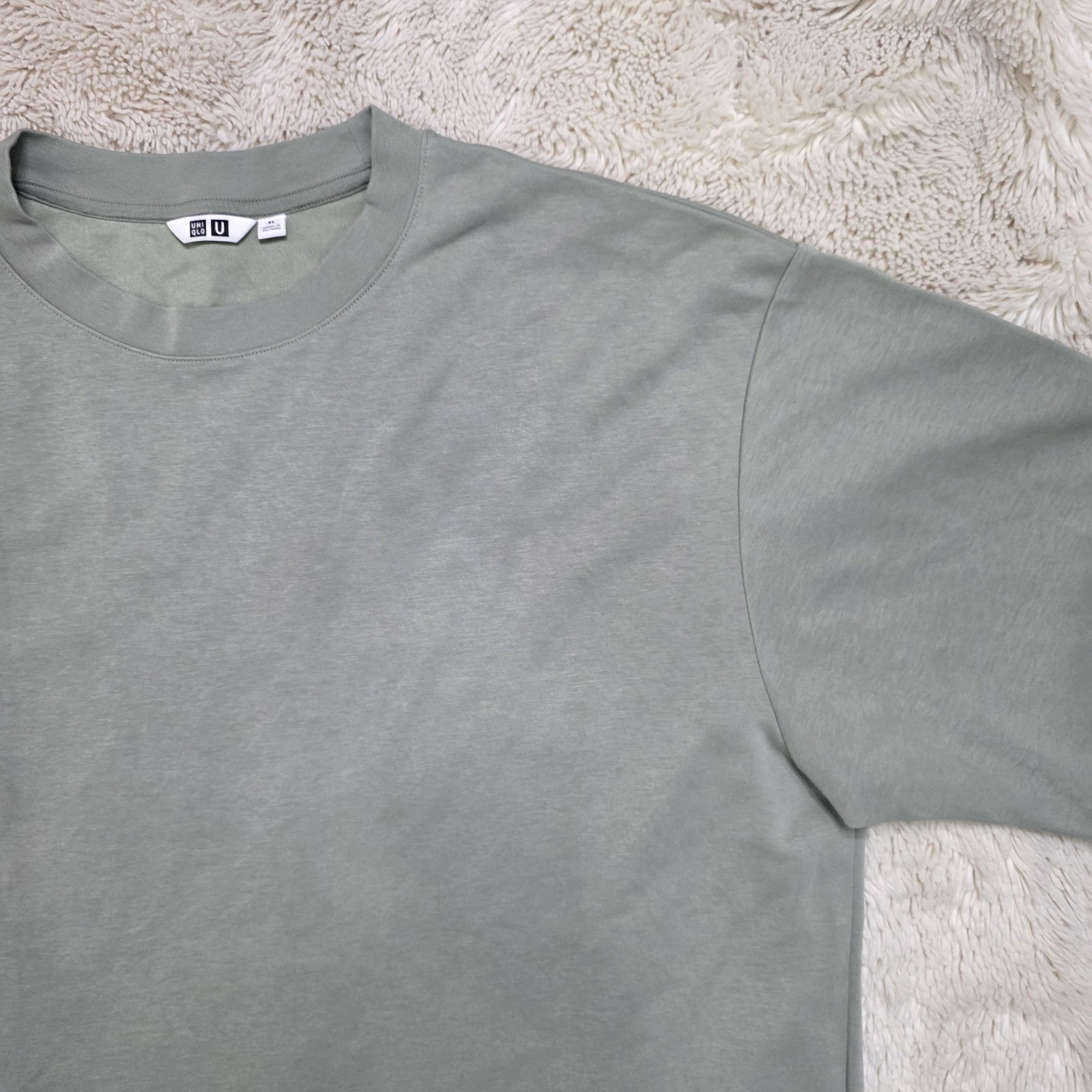 Uniqlo AIRism Cotton Oversized Crew Neck T-Shirt Light Green Sage Size XL EUC gallery