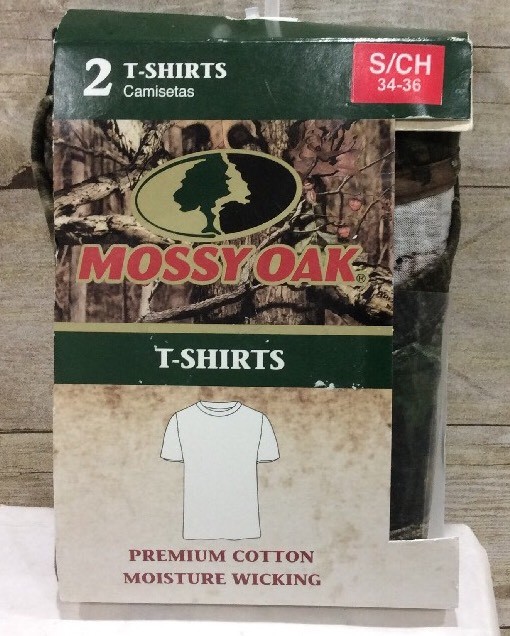 MOSSY OAK 2-PACK T SHIRT 1 CAMO 1 BLACK SIZE Small CHEST 34-36 NEW IN PACKAGE gallery