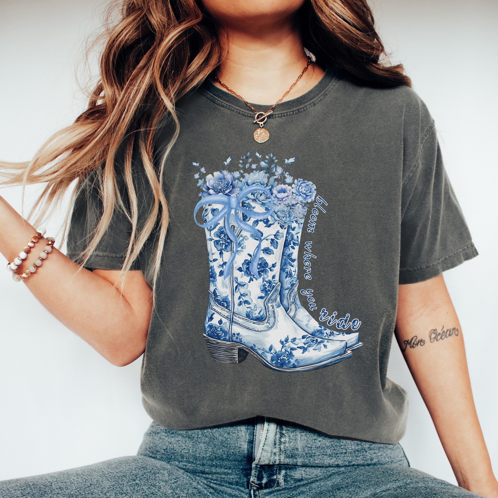 Coquette Cowgirl Shirt Toile De Jouy Boots Country Concert Tee gallery