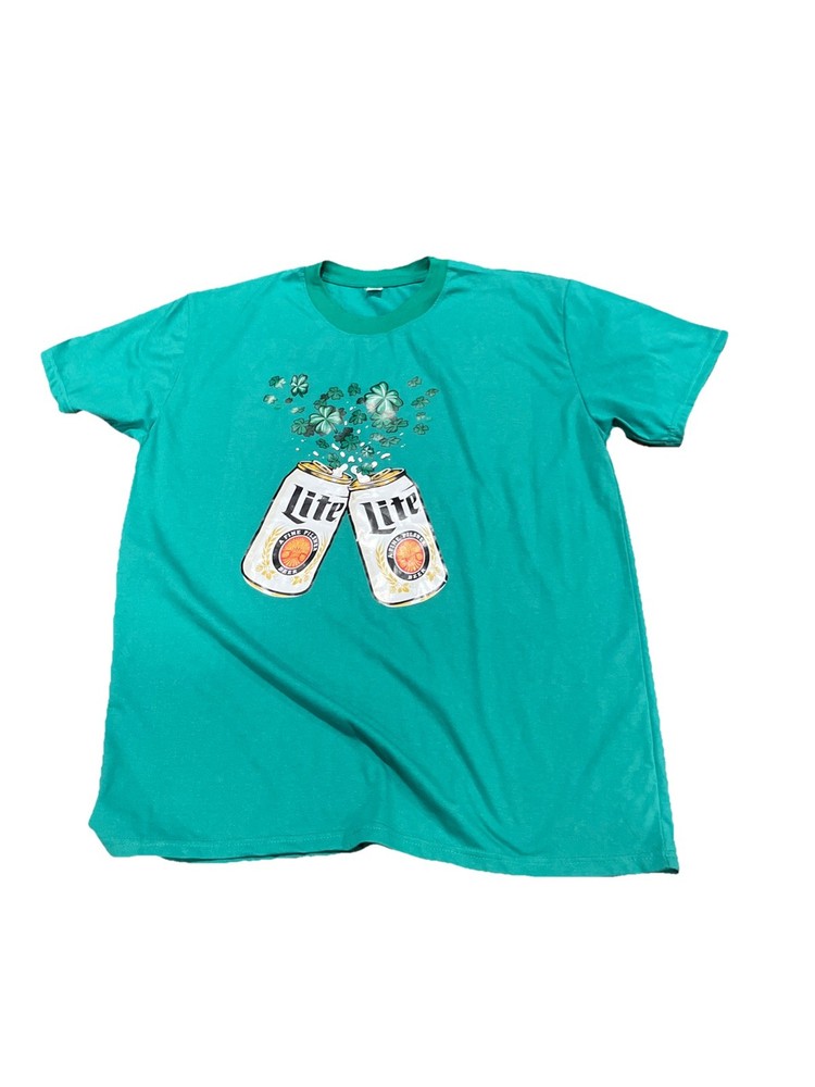 Miller Lite Beer Green St Patricks Day T-Shirt Sz XL Party College Bar Casual