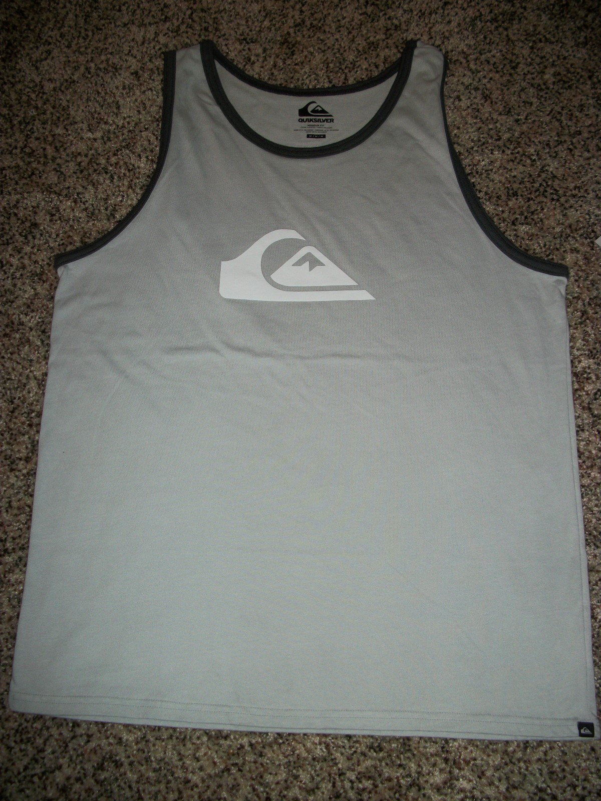 QUIKSILVER New NWT Mens Sleeveless Tank Top Shirt Gray Logo MEDIUM LARGE XL gallery
