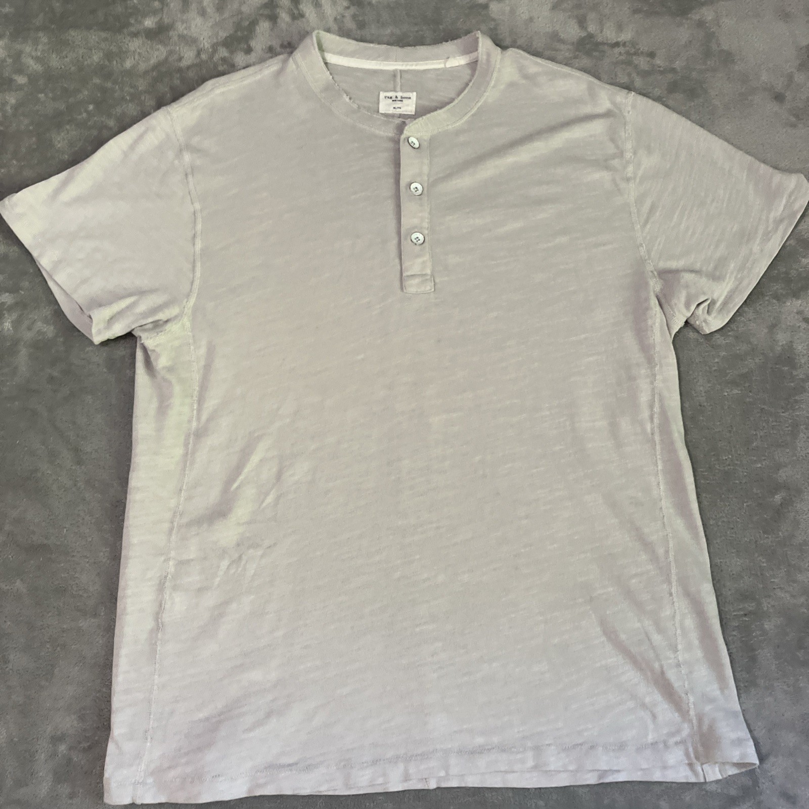 RAG & BONE Henley Shirt Mens Sz XL Tan Made in Peru Heather Beige Button Casual gallery