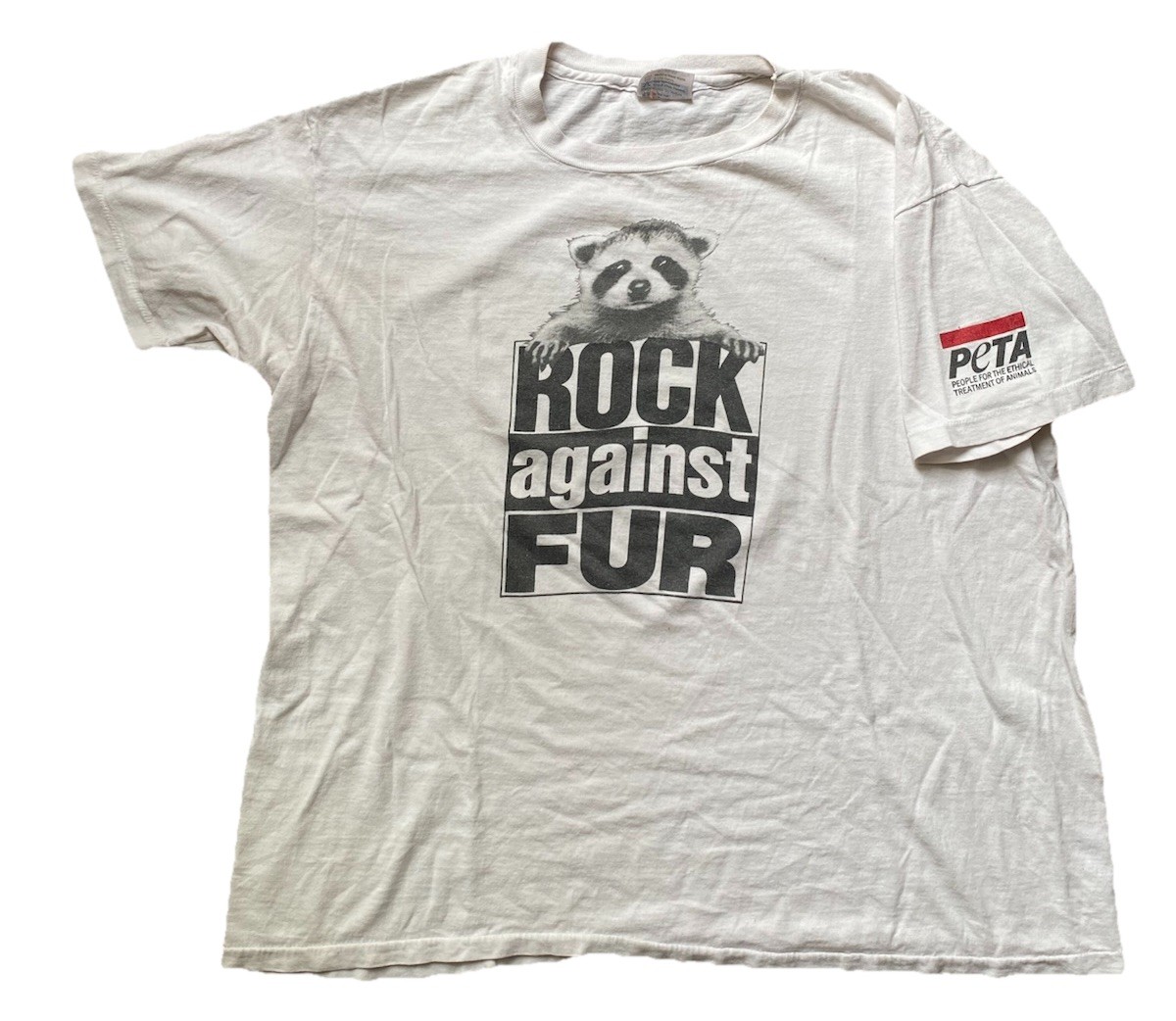 Vtg Peta rock against fur Shirt L protest vegan Punk