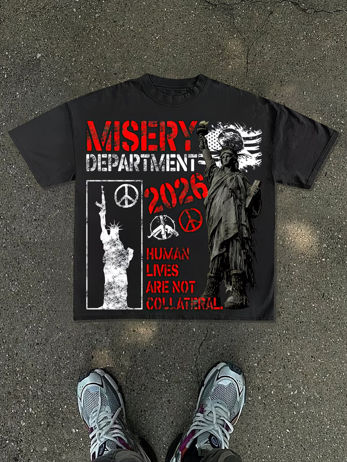 Men’S New T-Shirt, Loose-Fitting in White, Features a Vintage Distressed Style w