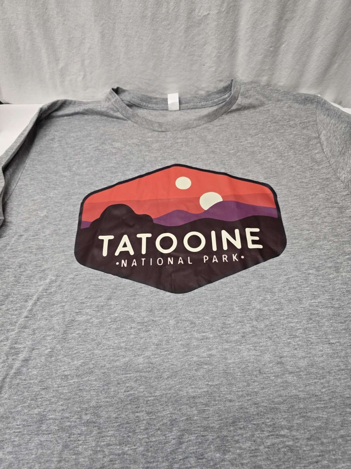 Star Wars Men’s T-shirt 2XL Grey Tatooine National Park Sci-Fi Travel Parody