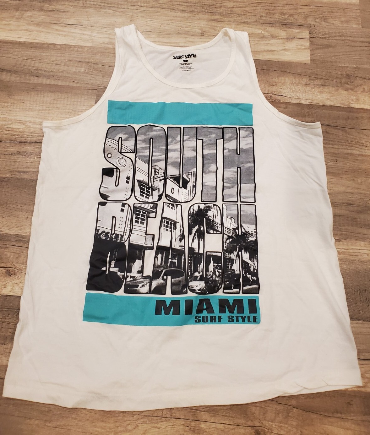 White Surf Style Size Large Men’s South Beach Miami Tank Top