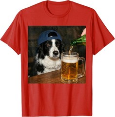 Border Collie Drinking Beer Funny Dog Meme T-Shirt