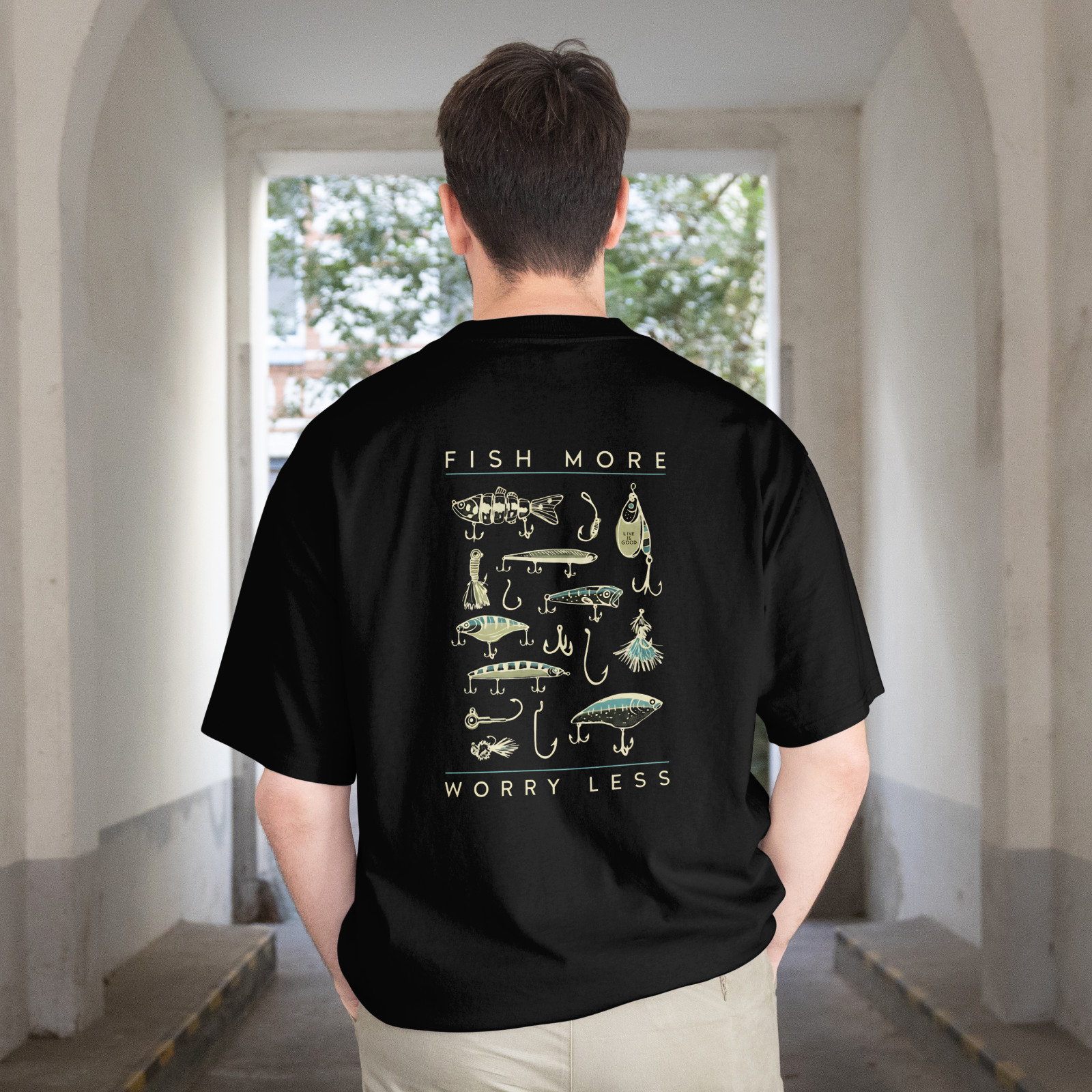 Diversified Portfolio Fishing Lures (on Back) Funny Fisherman T-Shirt gallery