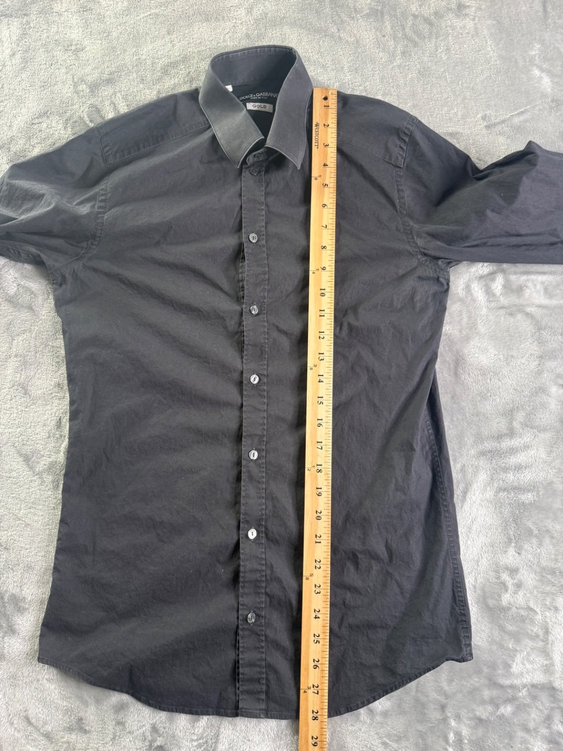 Dolce & Gabbana Gold Men's Dress Shirt Black Cotton Slim Fit Size 15 38 Italy gallery