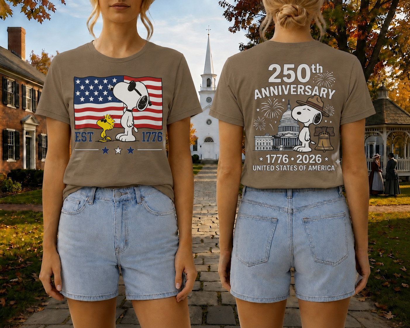 Snoopy 250th Anniversary T Shirt Front Back 1776 2026 America 4th Of July Tee gallery