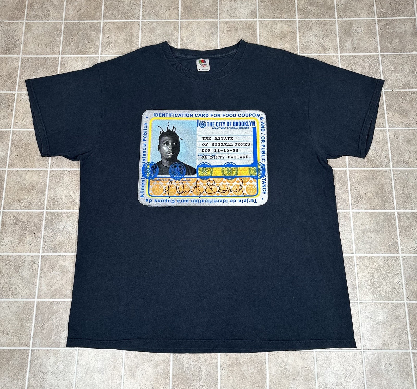 Vintage 2009 Wu Tang Ol Dirty Bastard ODB Food Stamp EBT ID Card T-Shirt Size XL gallery