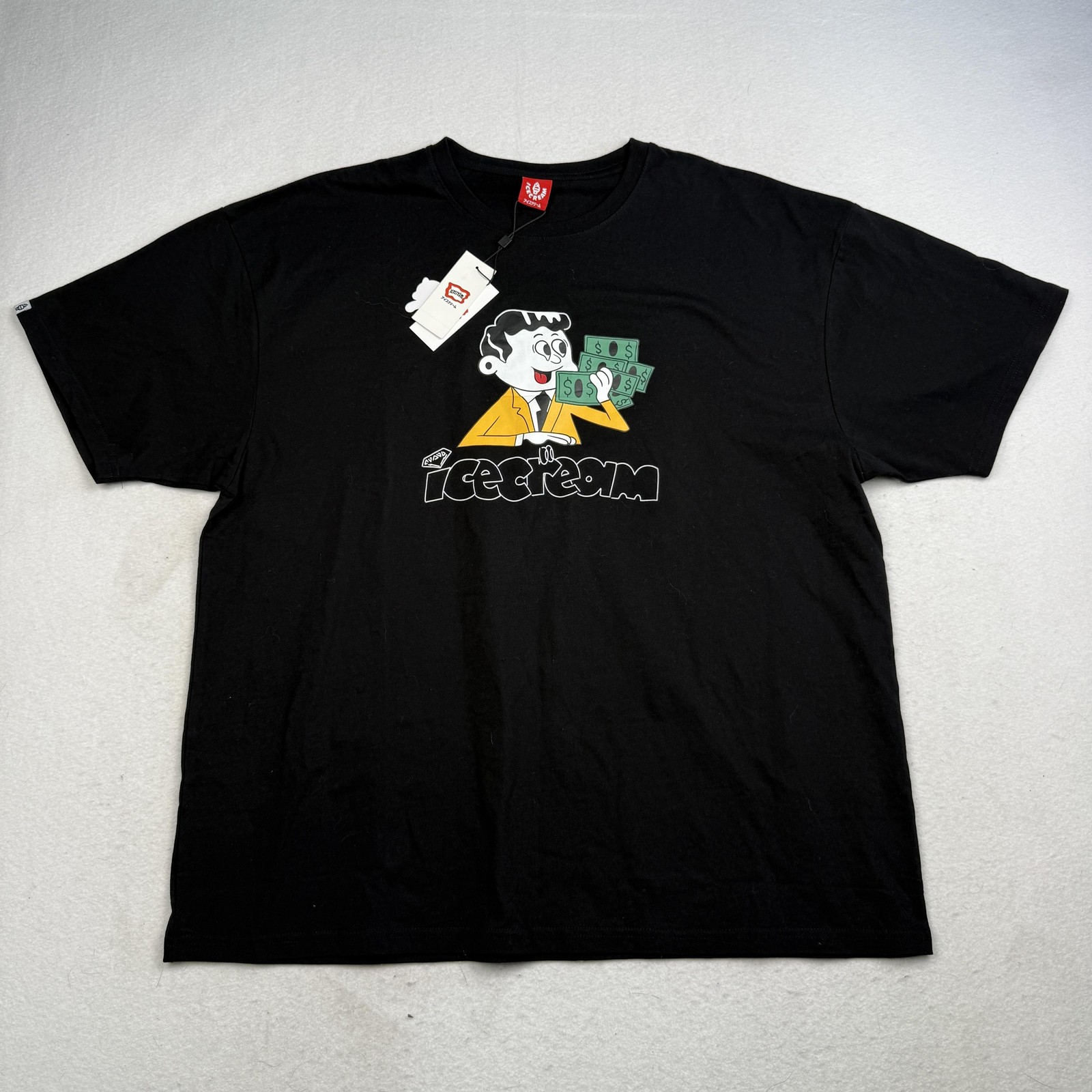 Icecream Shirt Mens 2XL Black Wide Eyed Money Graphic Cartoon Tee Streetwear