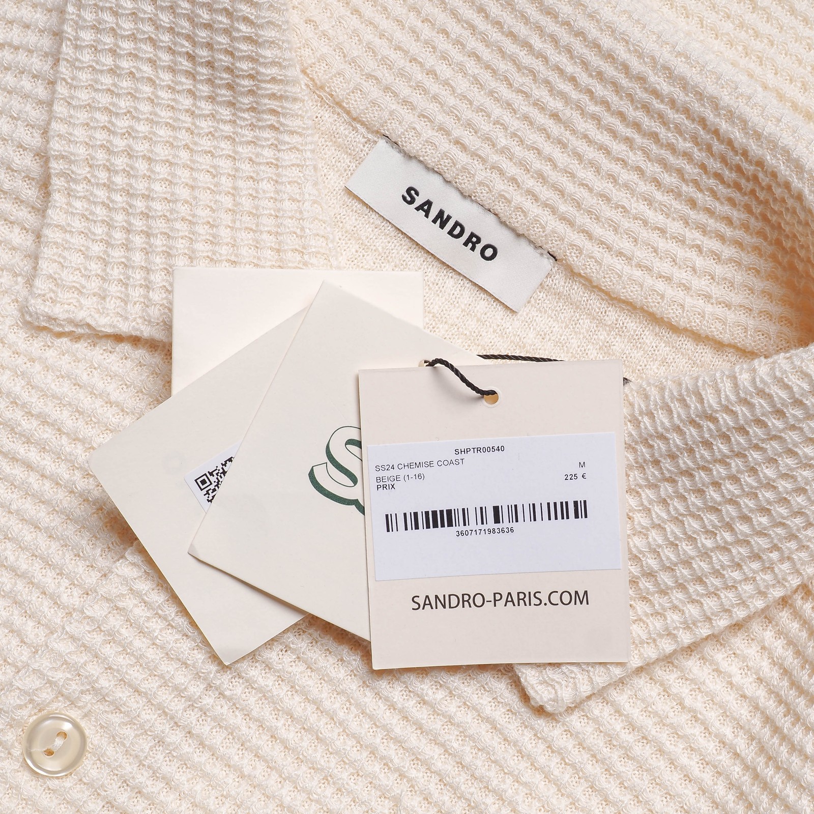 Sandro Men's Beige Knitted Long Sleeve Oversized Shirt Size M SHPTR00540 gallery