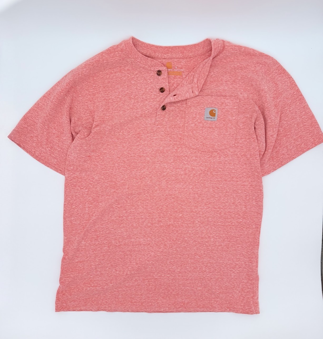 Carhartt Shirt Small S Coral Henley Heavyweight Loose Fit Pocket Utility NWOT