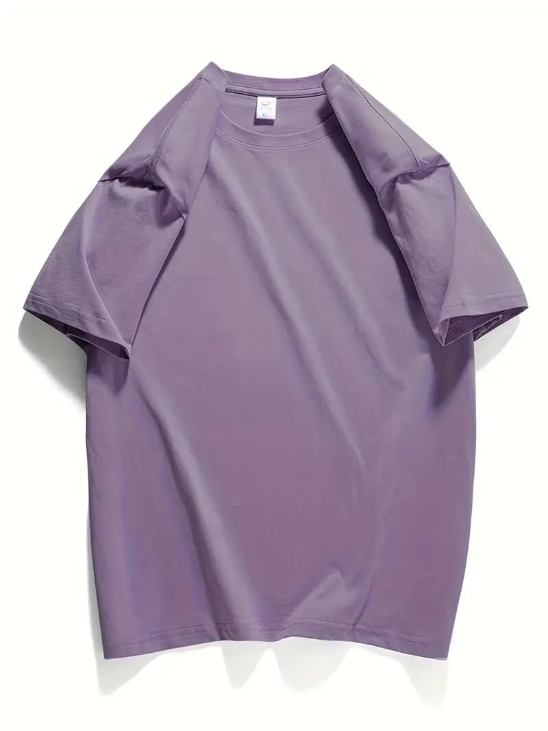 Men's Classic Solid Plain Cotton Round Hem Scallop Essentials Tshirt S-2XL gallery