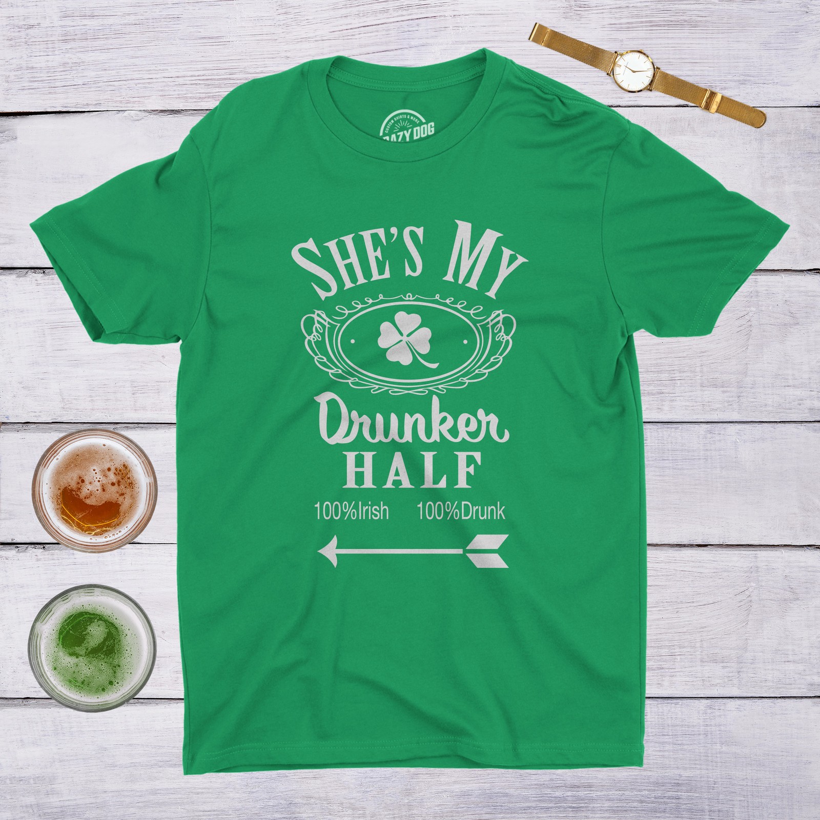 Shes and Hes My Drunker Half Shirt Funny Party Couple Pub Crawl Graphic Shamrock gallery