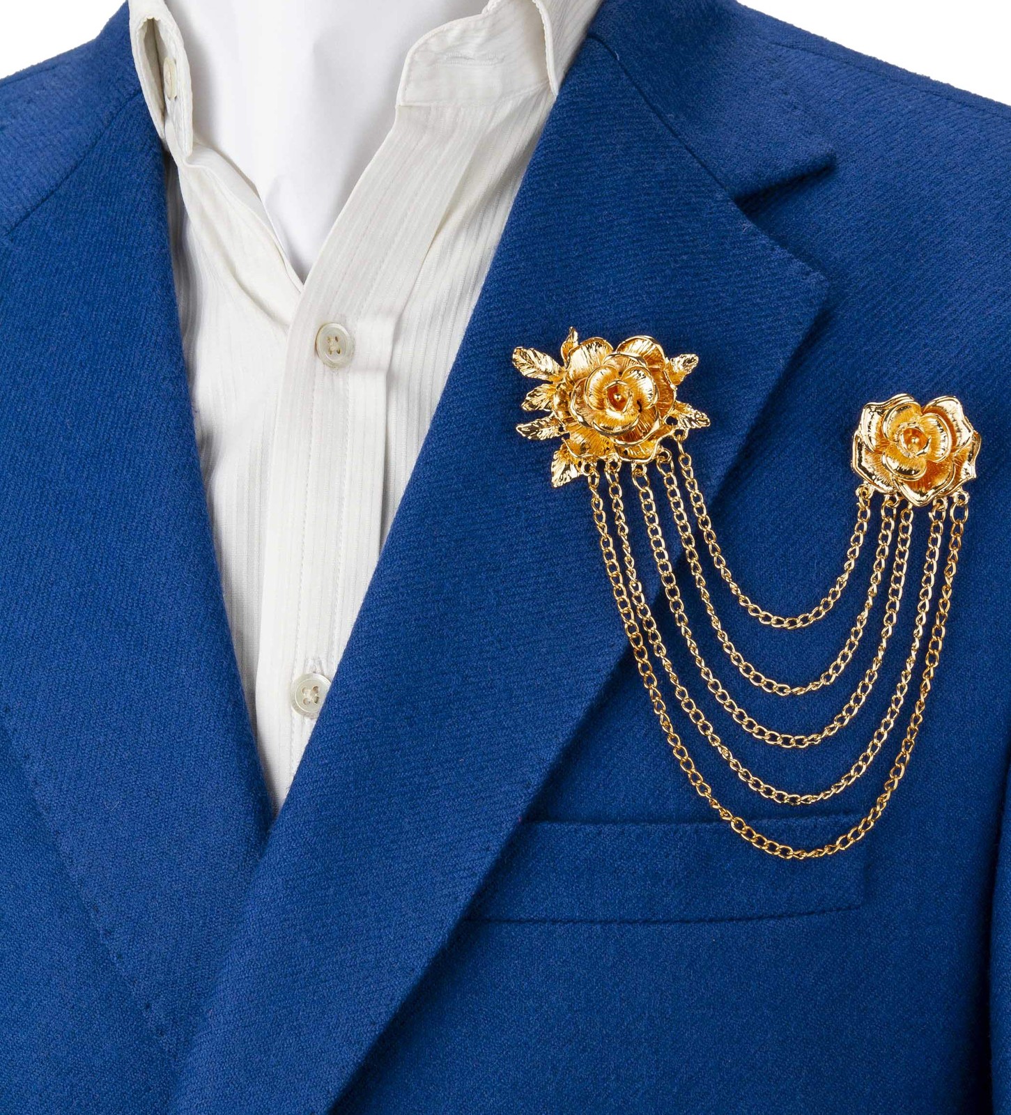 Brooch Pin Elegant Gold Rose with Hanging Chains Formal Executive Lapel Pin A... gallery