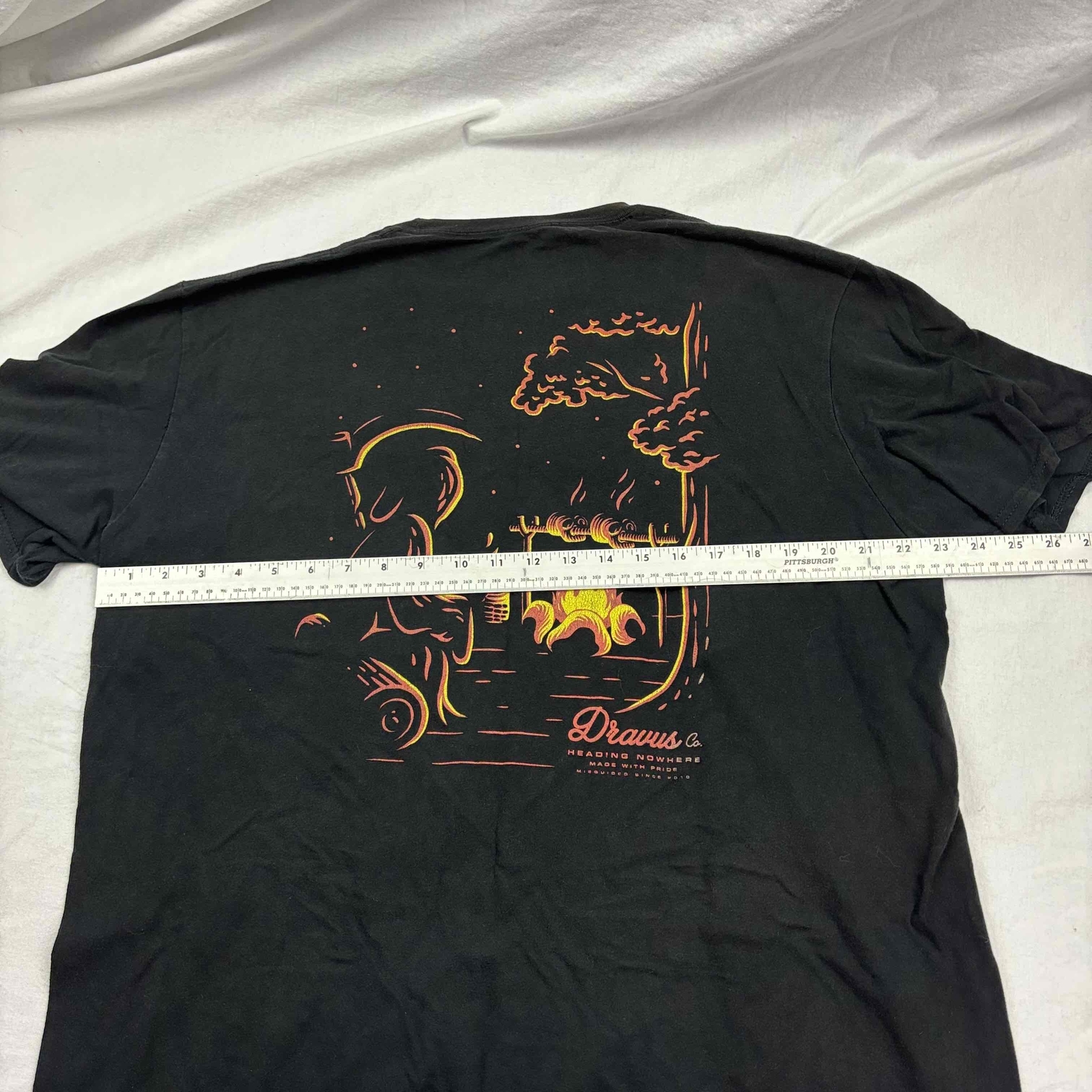 Dravus Co. Mens Graphic T-Shirt Black Yellow Crew XL Heading Nowhere gallery
