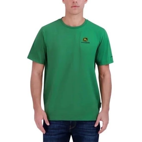 NWT John Deere Mens Green Short Sleeve Embroidered Logo Graphic T-Shirt XL
