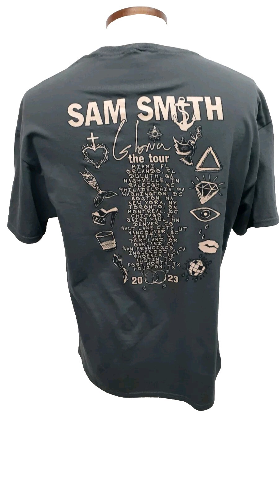 NEW Sam Smith 2023 Gloria NA North America Tour T-Shirt Gray Cotton Poly gallery