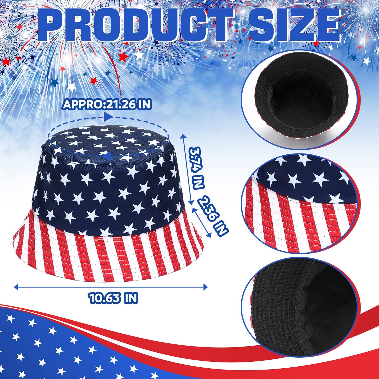 8 Pcs American Flag Bucket Hat 250th Anniversary USA Patriotic Fisherman 4th ... gallery