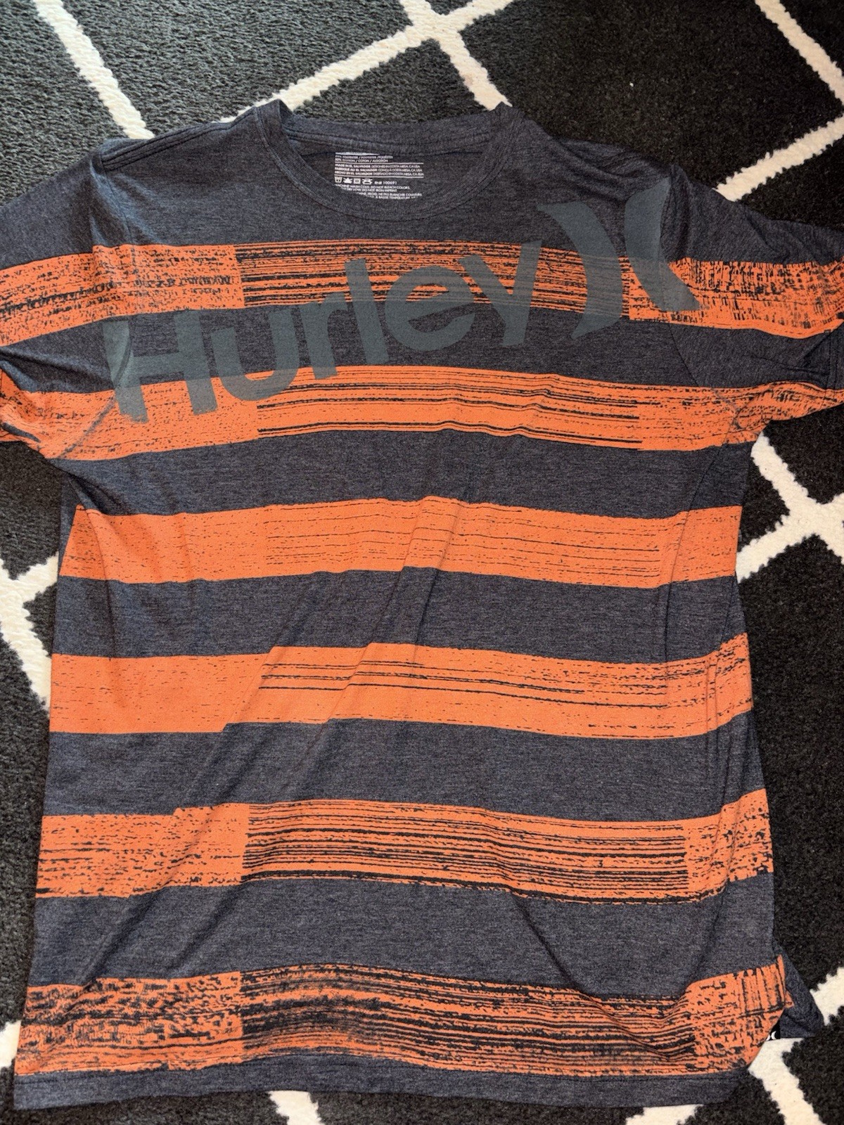 Hurley Premium Fit Striped T-Shirt Gray/Orange Crew Neck Men’s L gallery