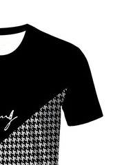 2pcs Plus Size Men’s ‘King’ Letter Print Plaid Short Sleeve T-Shirt And Drawstri