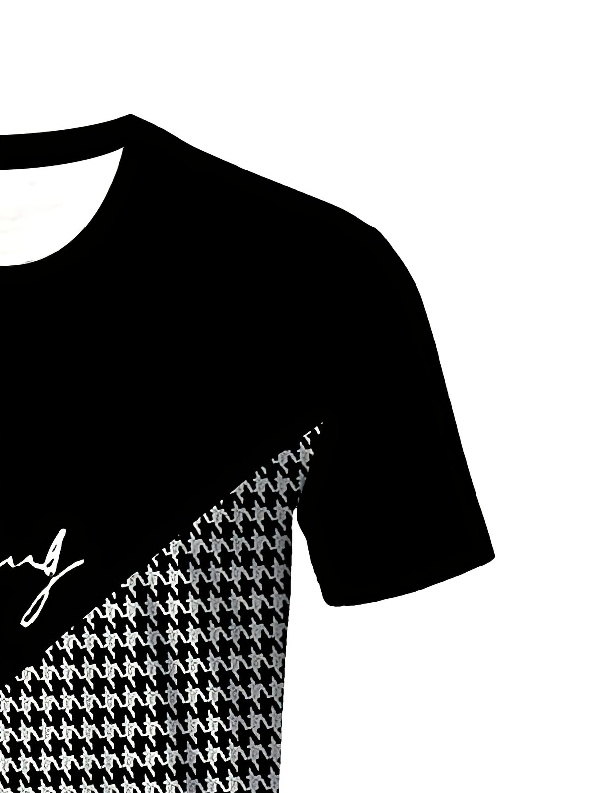2pcs Plus Size Men's 'King' Letter Print Plaid Short Sleeve T-Shirt And Drawstri gallery
