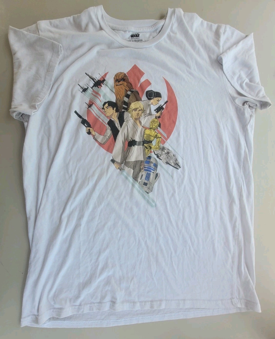 Disney Parks Star Wars Shirt Men's XL White Luke Skywalker Han Solo Leia EUC gallery