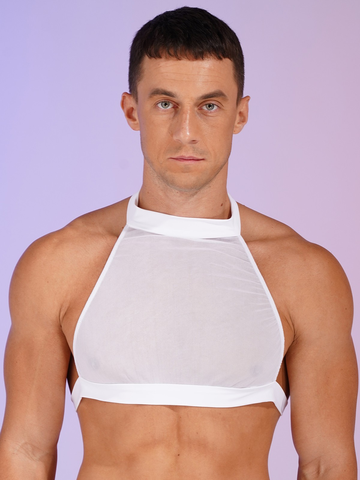 Mens Tank Top Wet Look Vest Hooded Crop Top Chest Muscle Leather Clubwear PU gallery