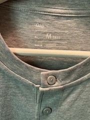 NEW Gap Men’s Medium Tall Short Sleeve Grey Cotton Henley