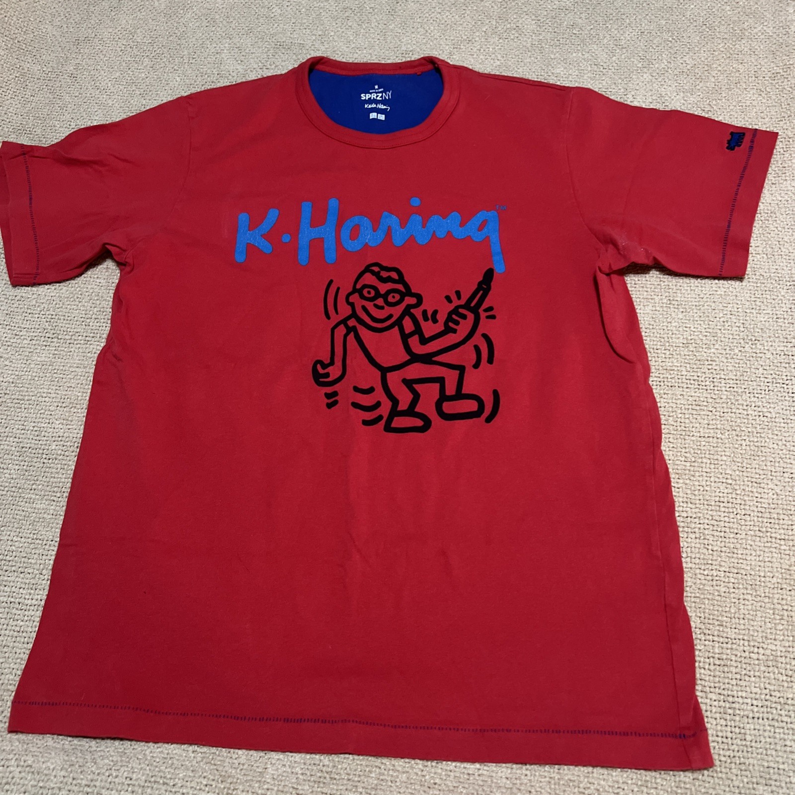 UNQLO SPRZ NY Keith Haring Shirt Red Med Cotton Logo Art Medium Genuine gallery