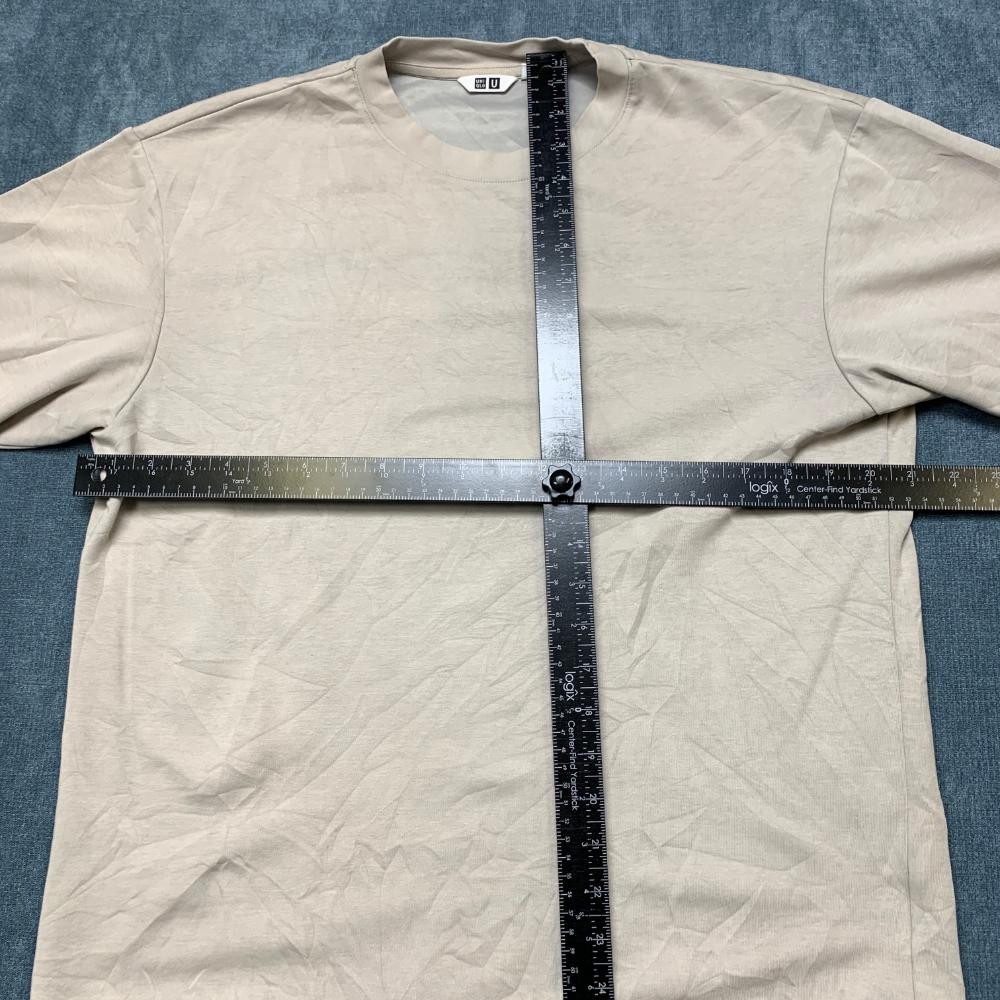 Uniqlo AIRism Oversized T-Shirt Mens Medium Beige Cotton Wide Fit Drop Shoulder gallery