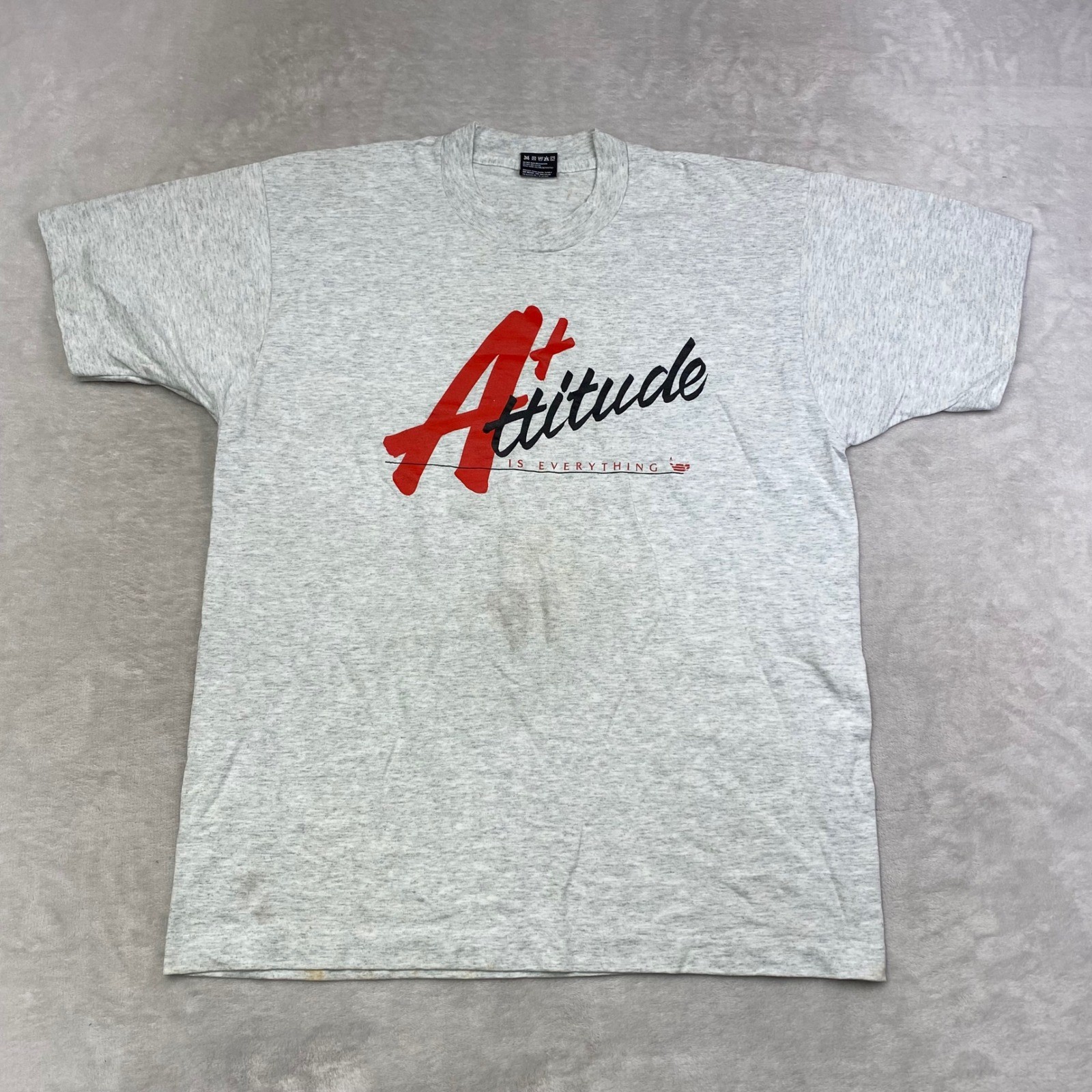 Vintage Attitude Is Everything Graphic T Shirt Mens Large Gray 50 Cotton 50 Poly