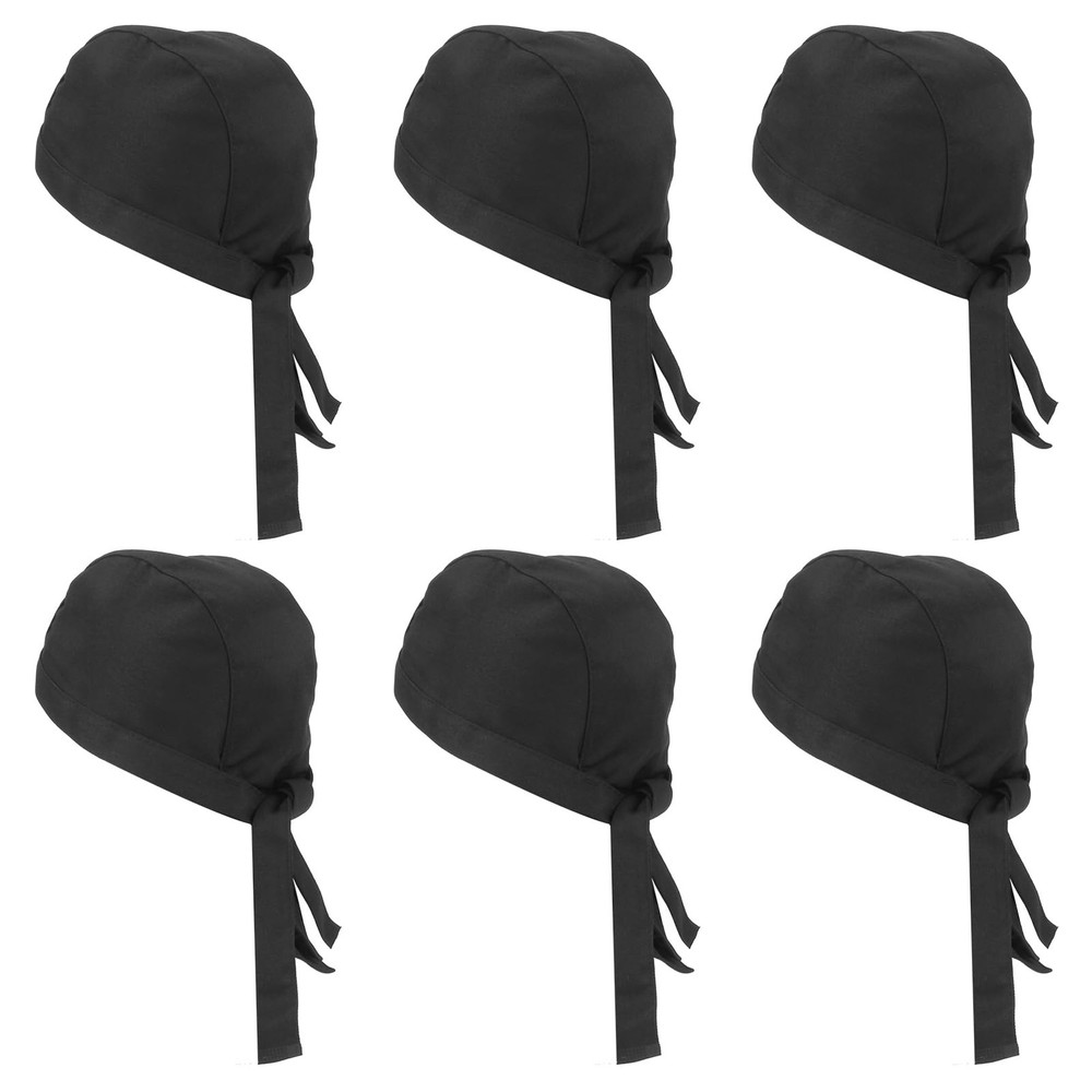 6PCS Chef Hat, Tie Back, Men, Adjustable, Washable, Breathable, Skull Cap, Cook