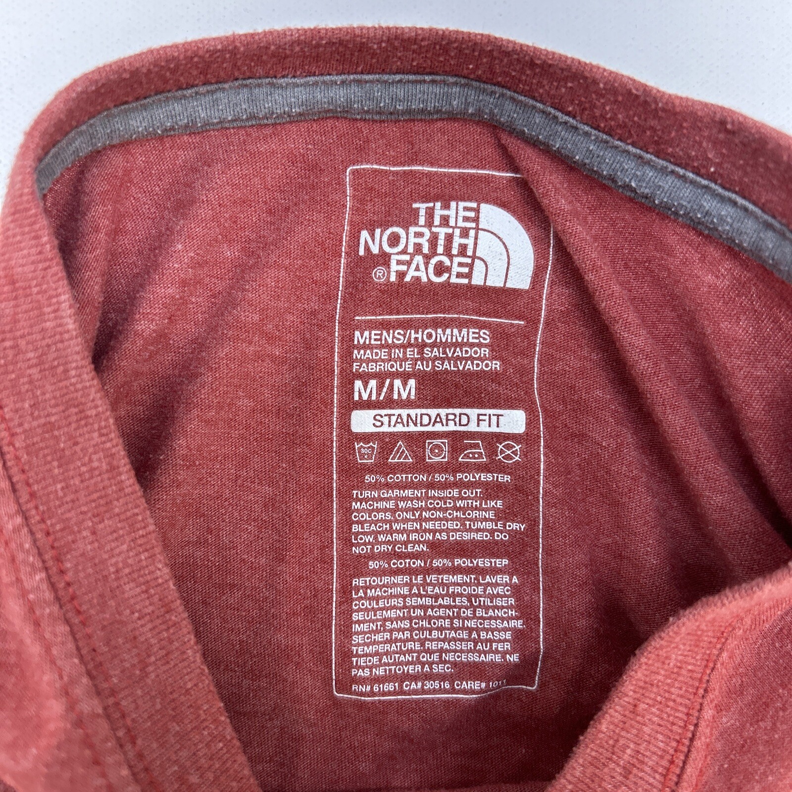 North Face Standard Fit 50 Cotton 50 Poly Short Sleeve T-shirt Men M Light Red gallery