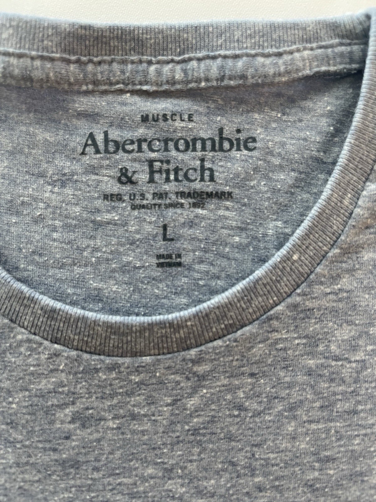 Abercrombie & Fitch Men's Logo T-Shirt Crew Neck Short Sleeve Solid Gray L gallery