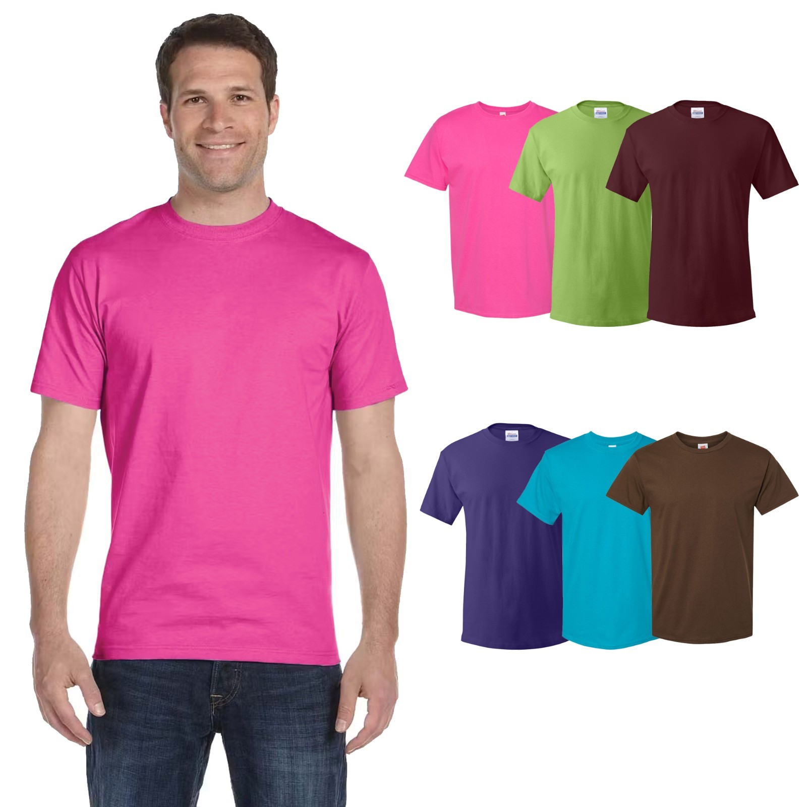 Hanes Essential-T T-Shirt for Men, Short Sleeve Tee, 6-Pack, Mix Color, S-5XL