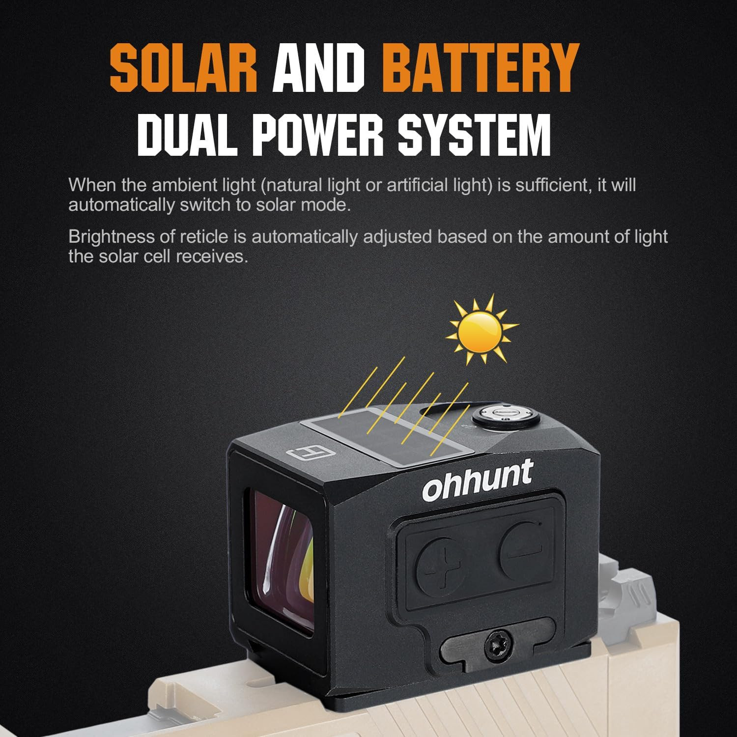 FB O4 Red Dot Sight Shake Awake Red Dot Multi-Reticle System Solar Panel with Ad