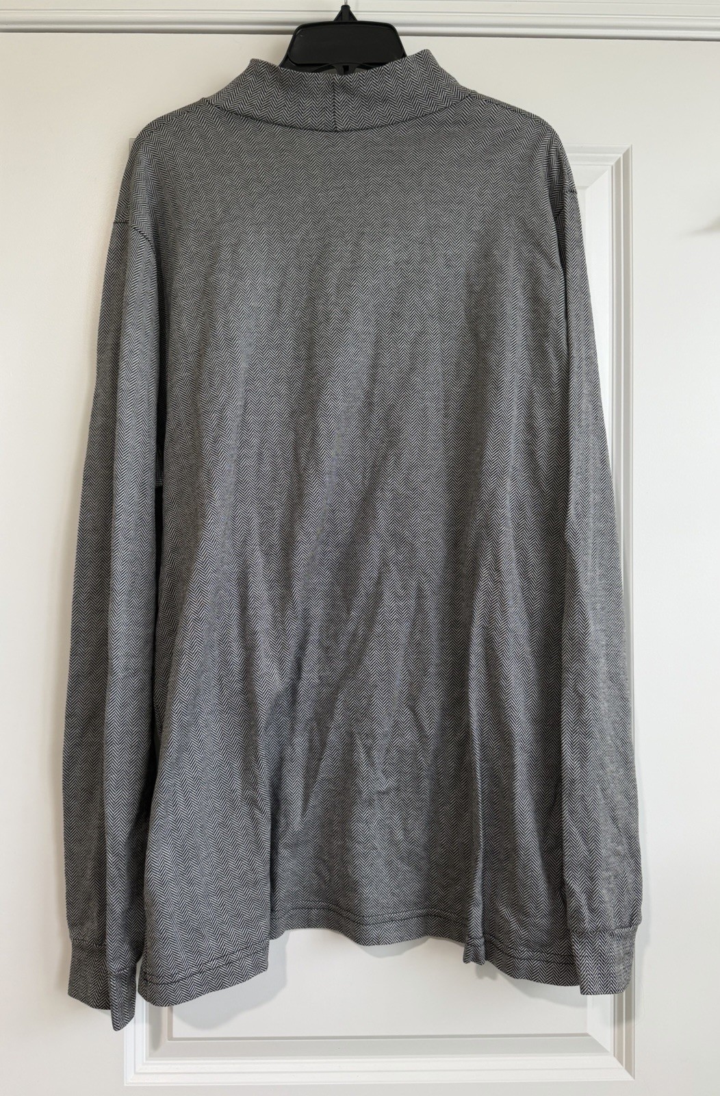 Lands End Men’s Traditional Fit Gray Herringbone Mock Neck Pullover Shirt XL gallery