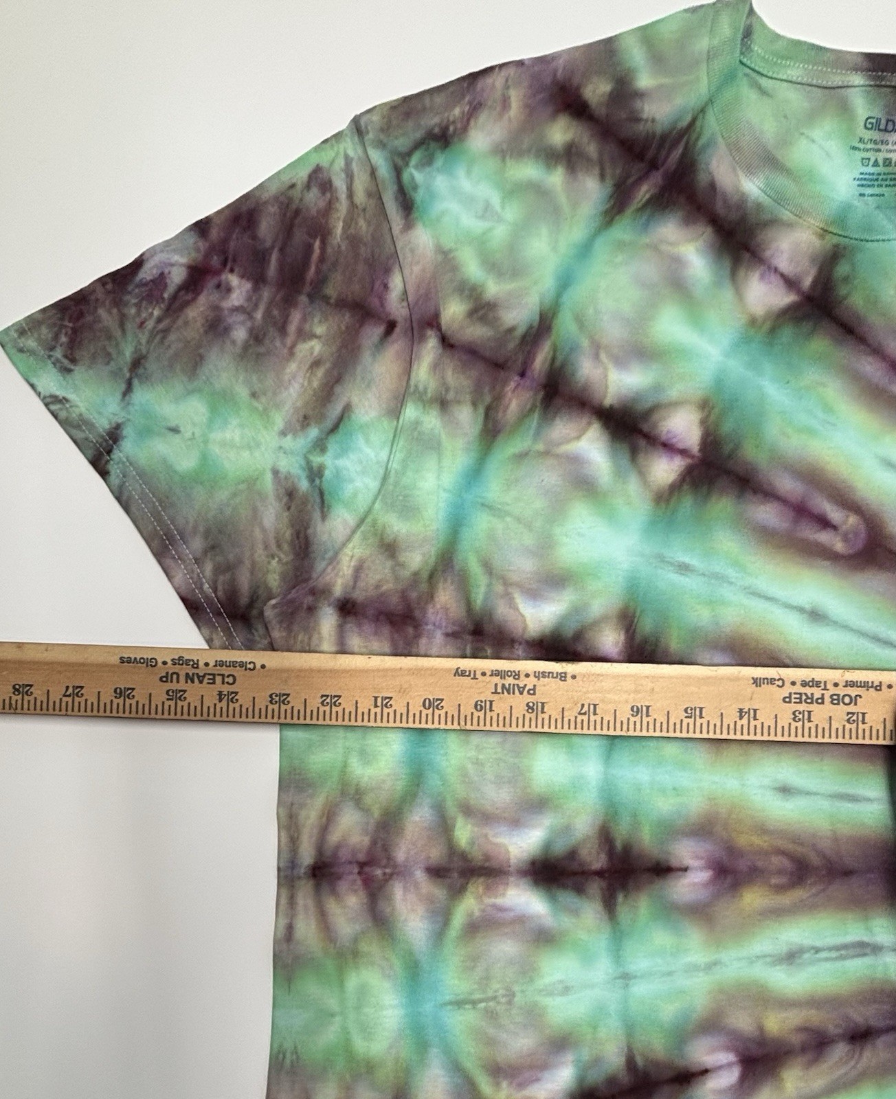 Handmade Ice Tie Dye Adult T-Shirt Unisex Size XL Green Fan Fold Gildan Tee NEW gallery
