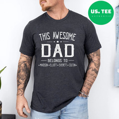 Personalized Dad T-Shirt Custom Children Names Father’s Day Gift for Dad