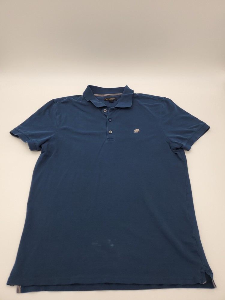 Banana Republic medium Blue Fitted Pique Polo Logo Men shirt..#42841