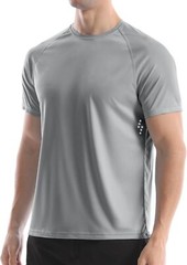 Men’s UPF 50+ Quick Dry Rash Guard Short Sleeve Swim Shirt for Surfing Fishing