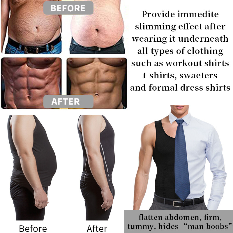 Mens Vest Tops Slimming Body Shaper Corset Abdomen Compression Exercise Sports gallery