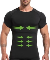 Mens Compression Undershirt Slimming Body Shaper Tummy Control Back Support