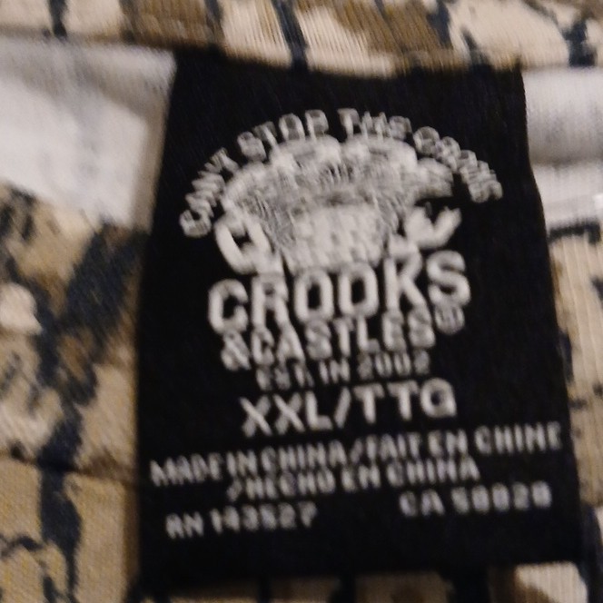 Crooks & Castles Heavyweight Relaxed Fit Brown Camo Crew Tee XXL Big & Tall gallery
