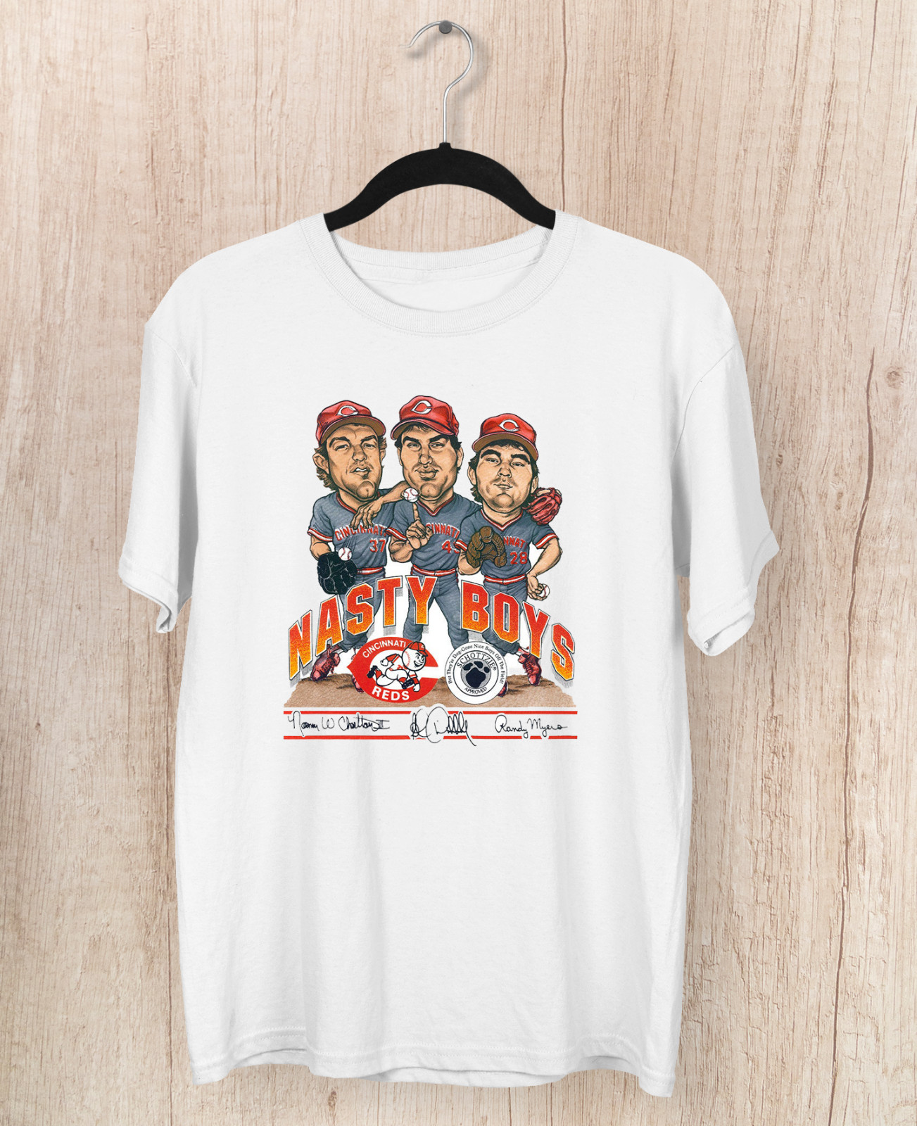 Cincinnati Reds Nasty Boys Caricature Men T-shirt White Tee JJ4403 gallery